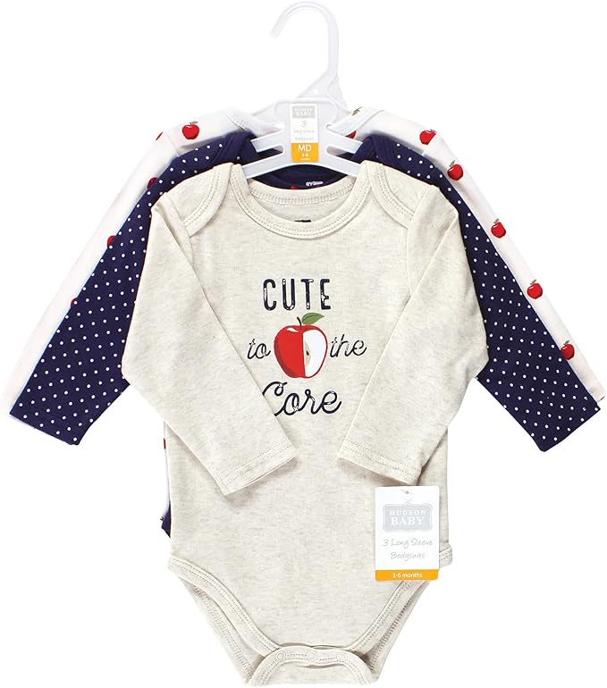 Hudson Baby Baby Girls' Cotton Long-sleeve Bodysuits 3-pack