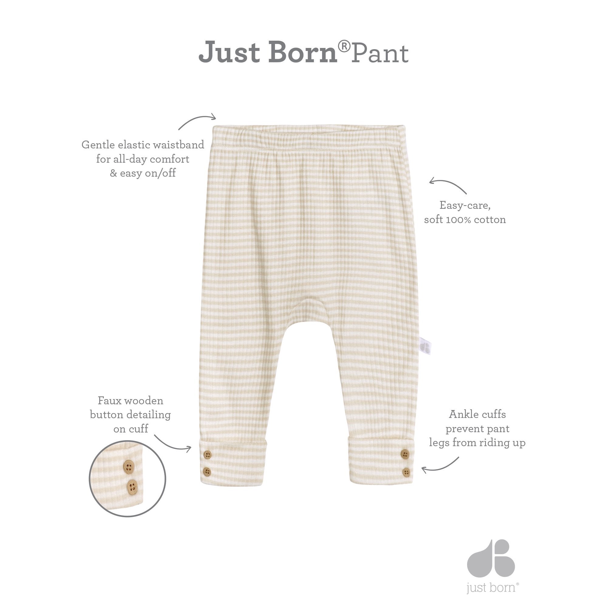 Just Born Baby Boy Pants, 2-Pack (0/3-6/9 Months)