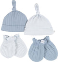 Just Born - 4Pk Hat And Cuff Mitten Set Baby Boy 0-6M Blue