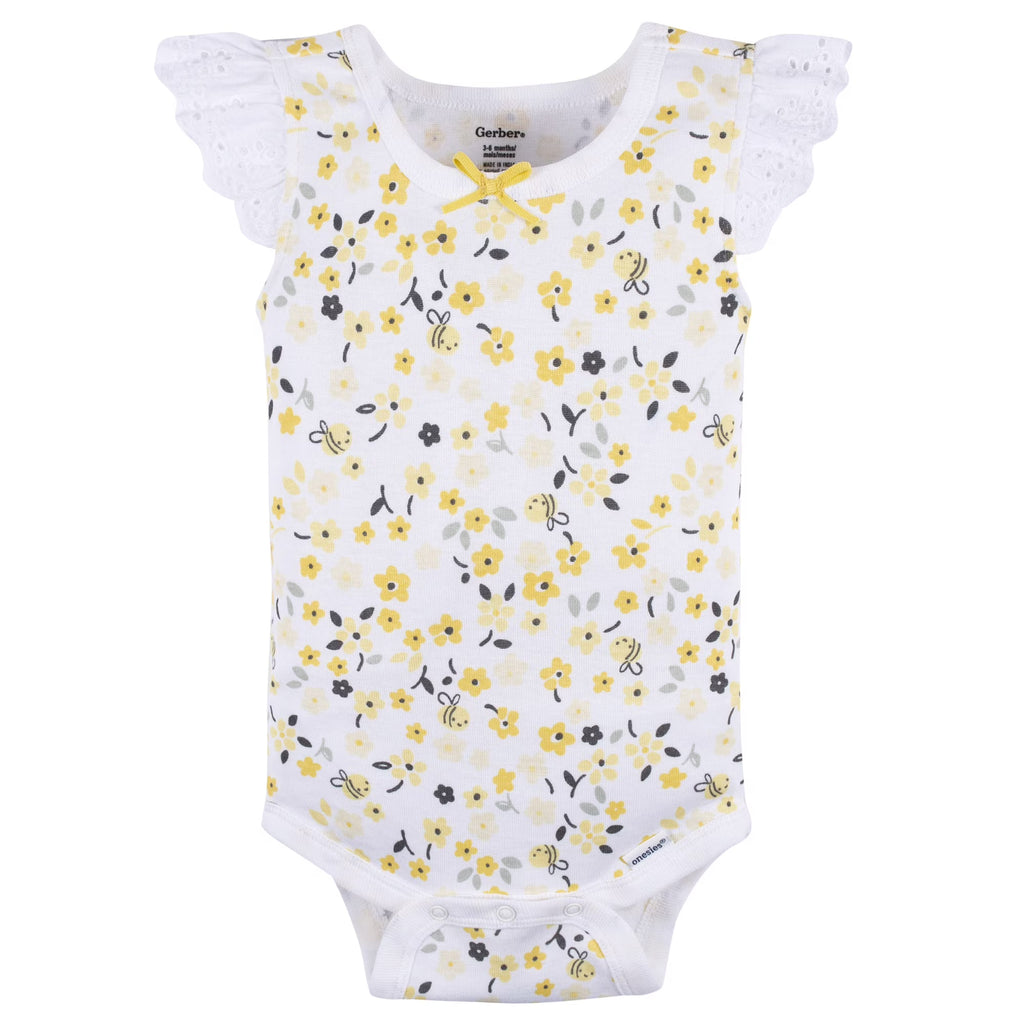 Gerber Baby Girl Tank Onesies Bodysuits, 4-Pack, Sizes Newborn - 24 Months