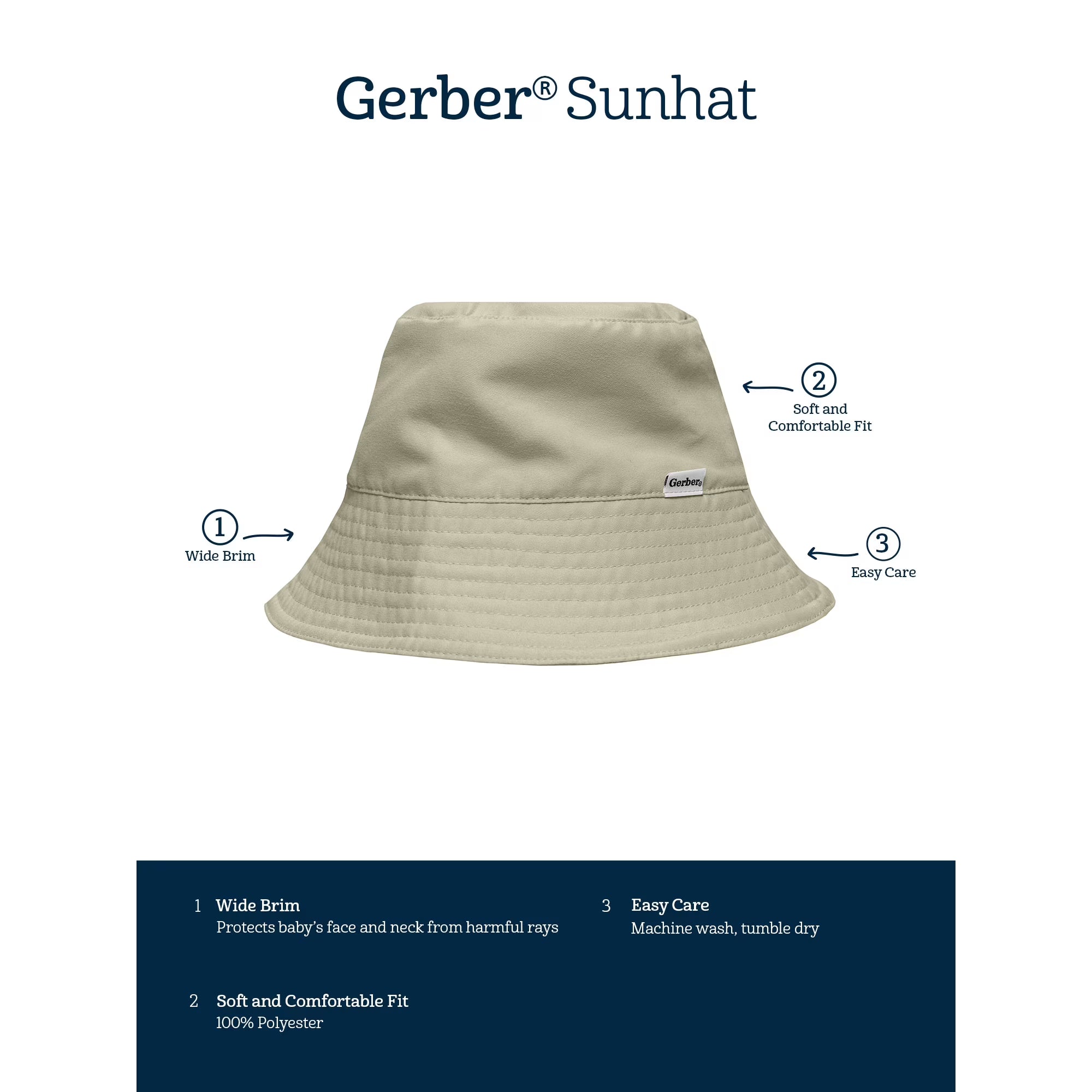 Gerber Baby Boy Sun Hat, One Size