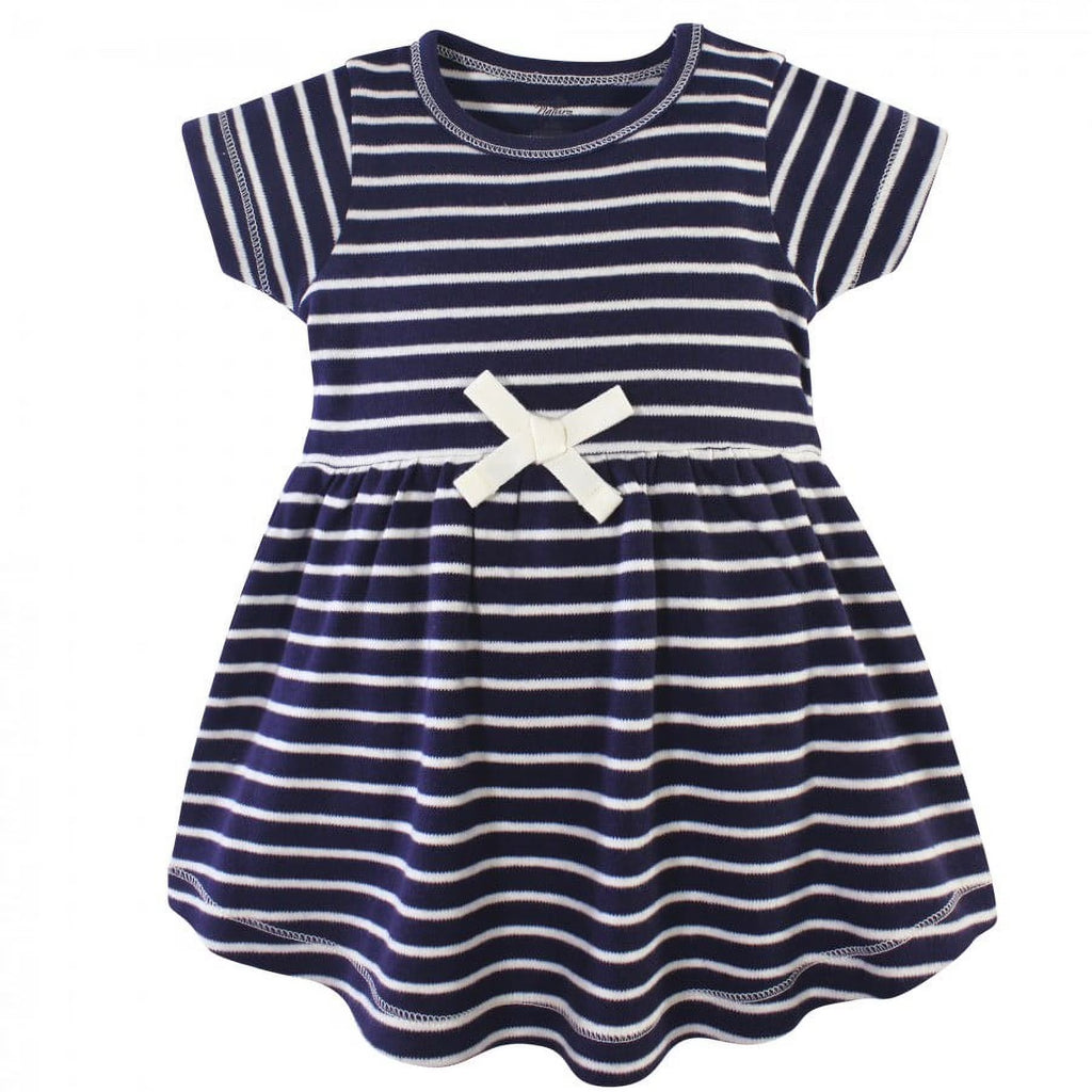Touched by Nature Baby and Toddler Girl Organic Cotton Short-Sleeve Dresses 2pk, Colorful Dot
