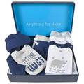 Gerber Baby 8-Piece Boys Clothing Gift Set (5Pk Bodysuits 2Pk Pants & 1Pk Hooded Cardigan), Blue, Newborn