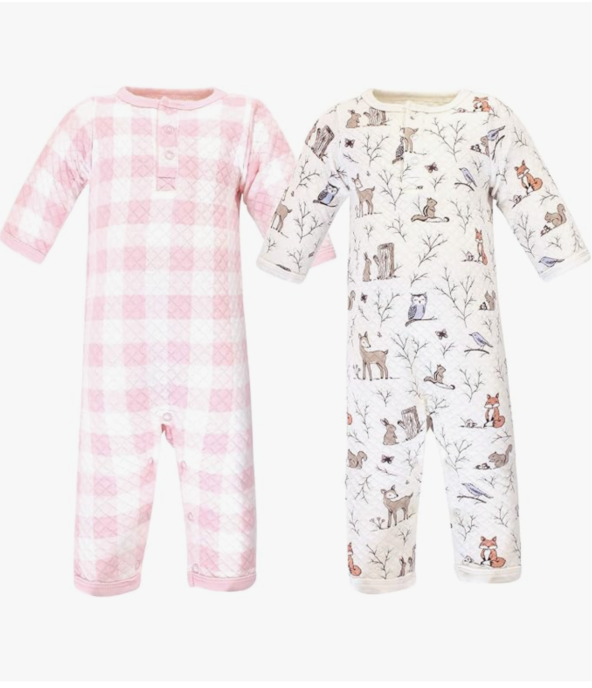 Hudson Baby 2 Pack Girls Baby Premium Quilted Coveralls 6-9 Months