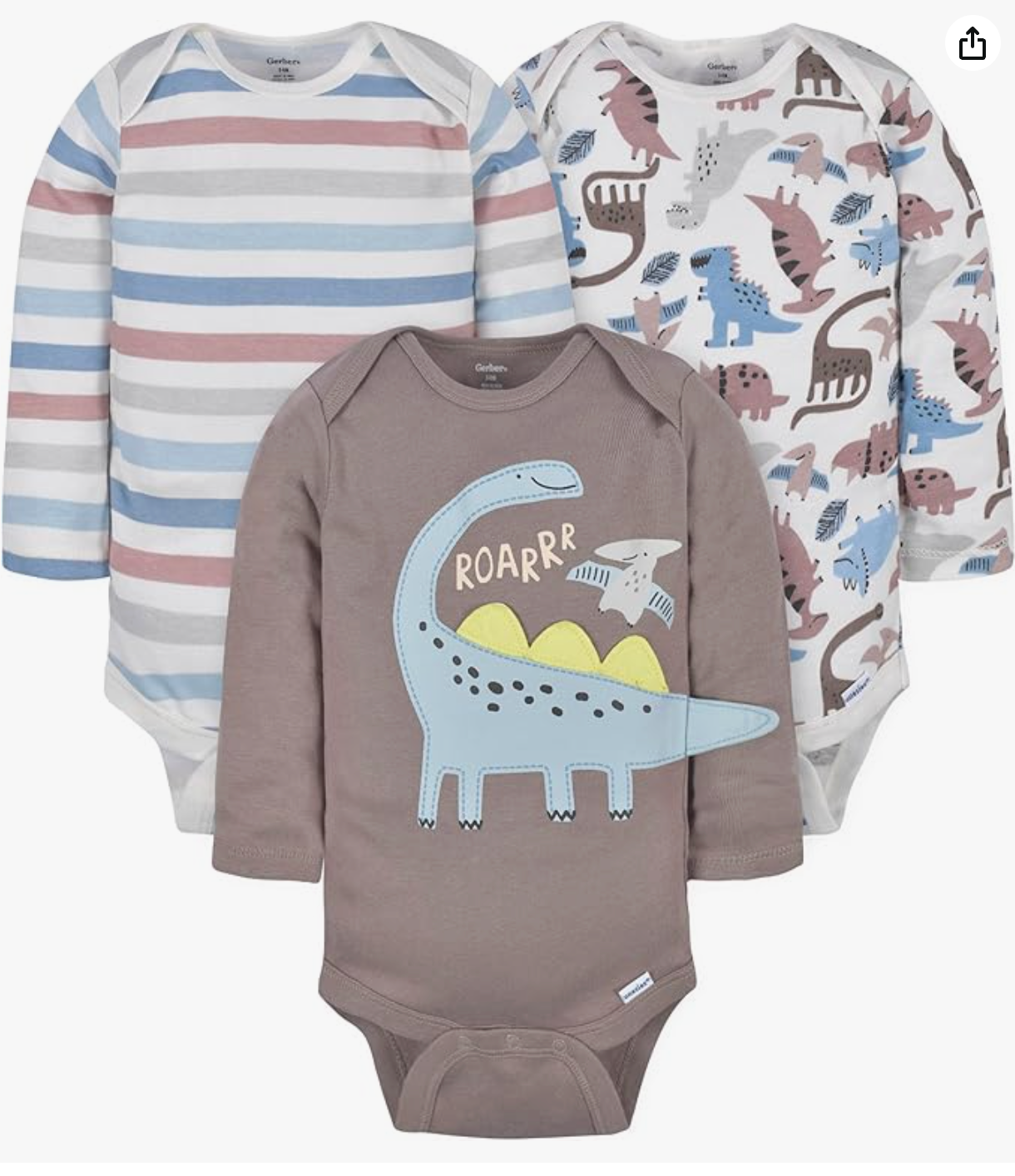 Gerber Baby Boys' Baby Boys' 3-Pack Bodysuits Size 3-6 Months