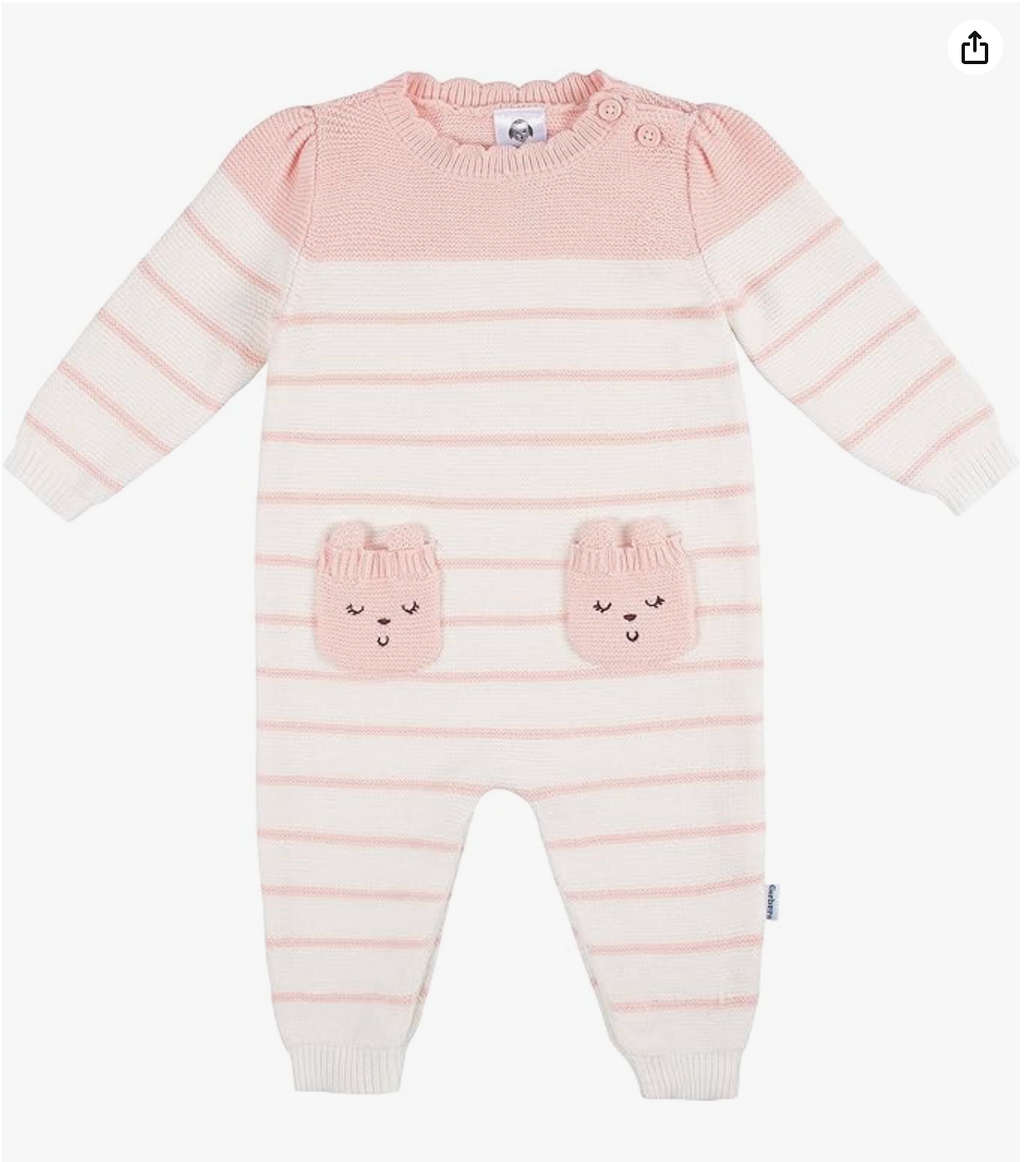 Gerber Baby Girls' Sweater Knit Romper Jumpsuit