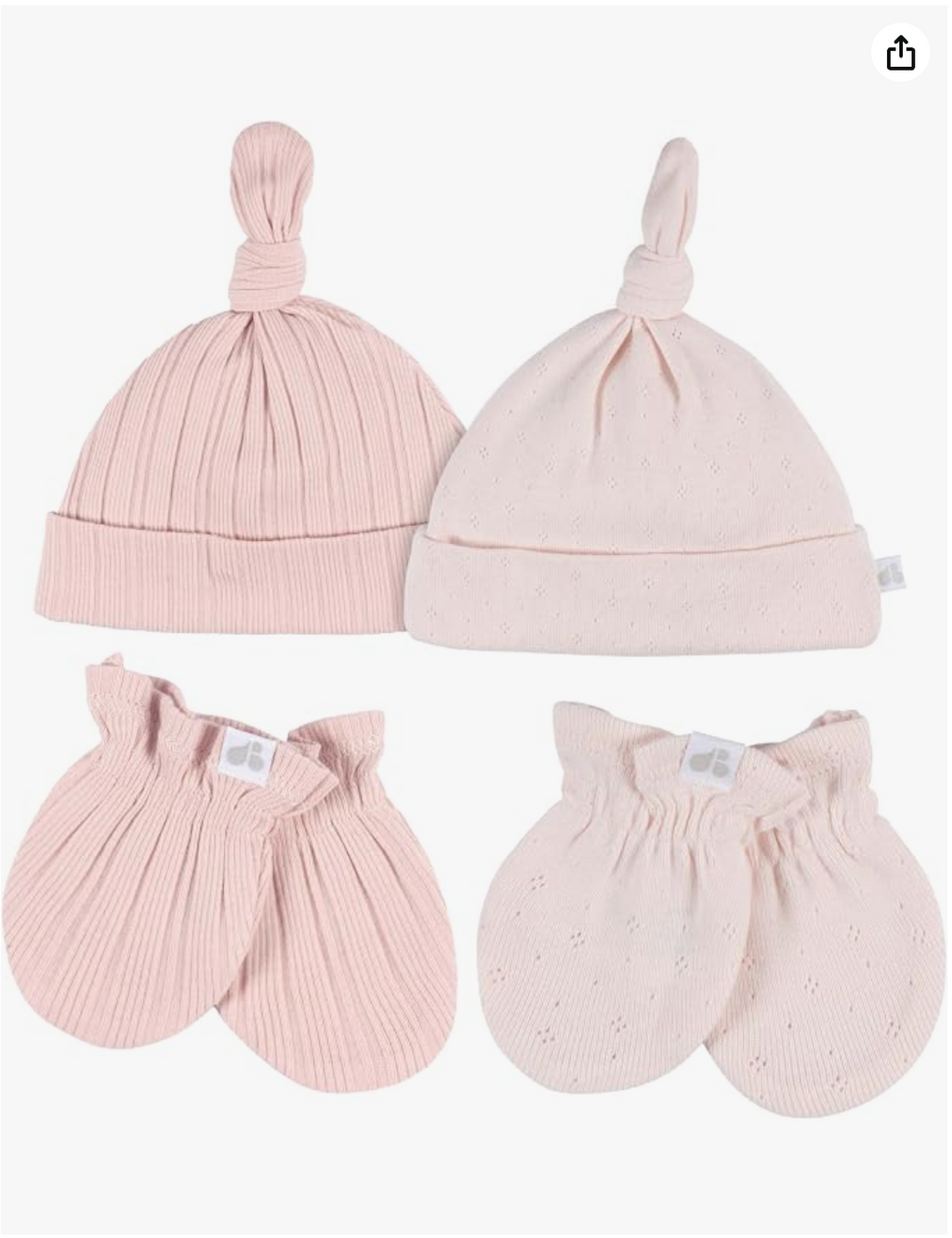 Just Born - 4Pk Hat And Cuff Mitten Set Baby Girl 0-6M Pink