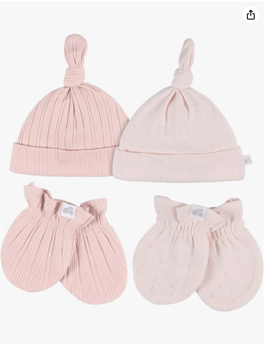 Just Born - 4Pk Hat And Cuff Mitten Set Baby Girl 0-6M Pink