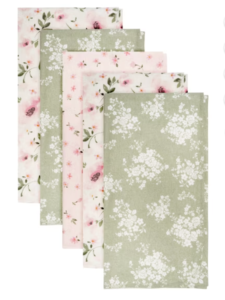 Modern Moments By Gerber Baby & Toddler Girl Flannel Blankets, 5-Pack, Ivory