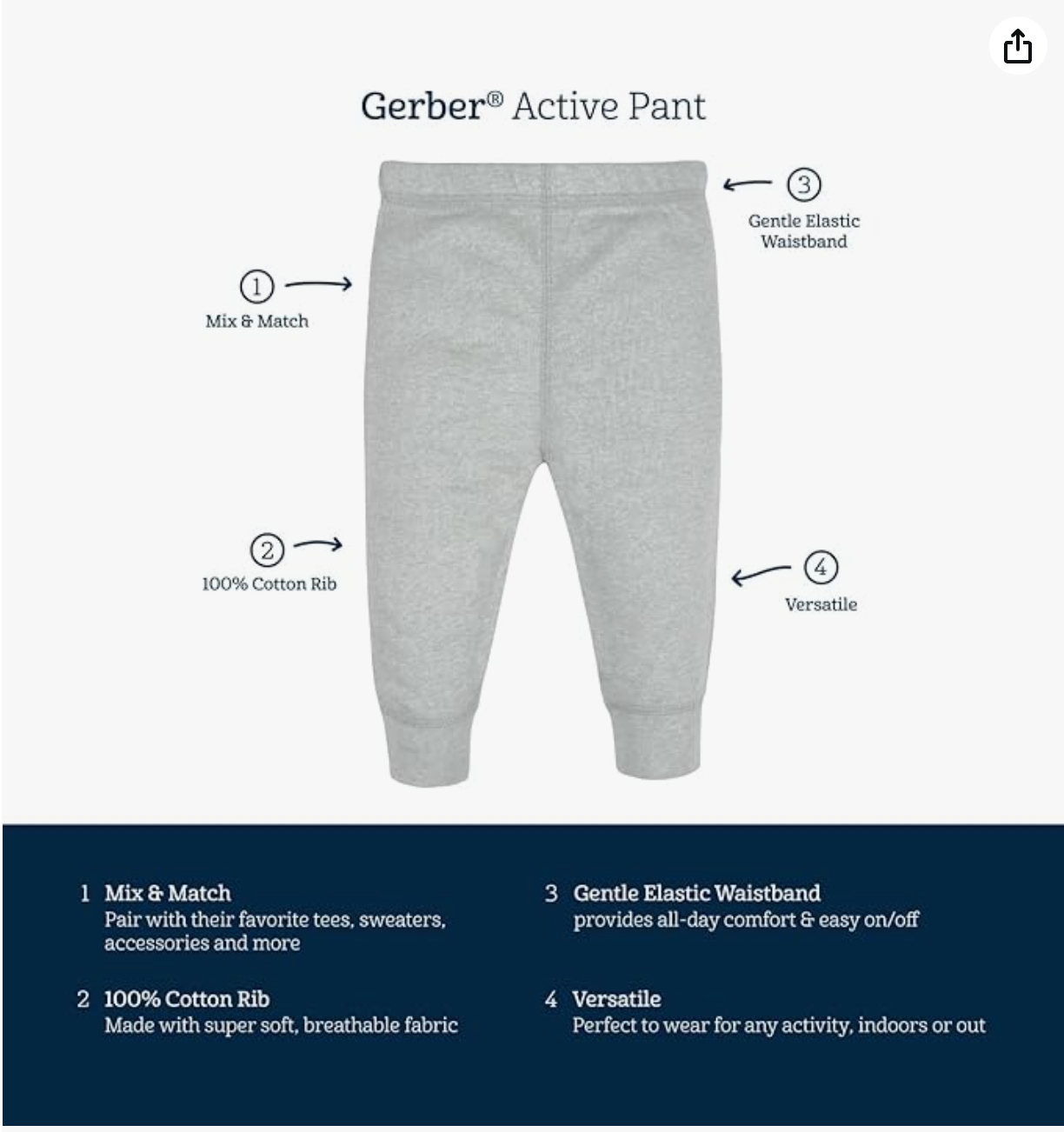 Gerber Newborn Baby-Girls Multi-Pack Active Pants Set