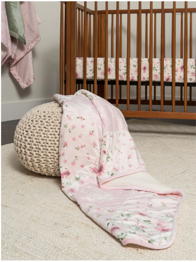 Toddler Girl Super Soft Patchwork Blanket, Light Pink
