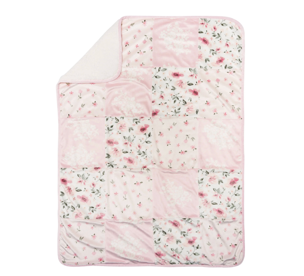 Toddler Girl Super Soft Patchwork Blanket, Light Pink