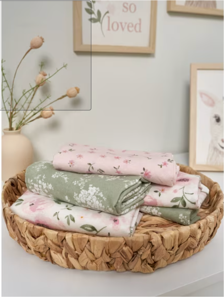 Modern Moments By Gerber Baby & Toddler Girl Flannel Blankets, 5-Pack, Ivory