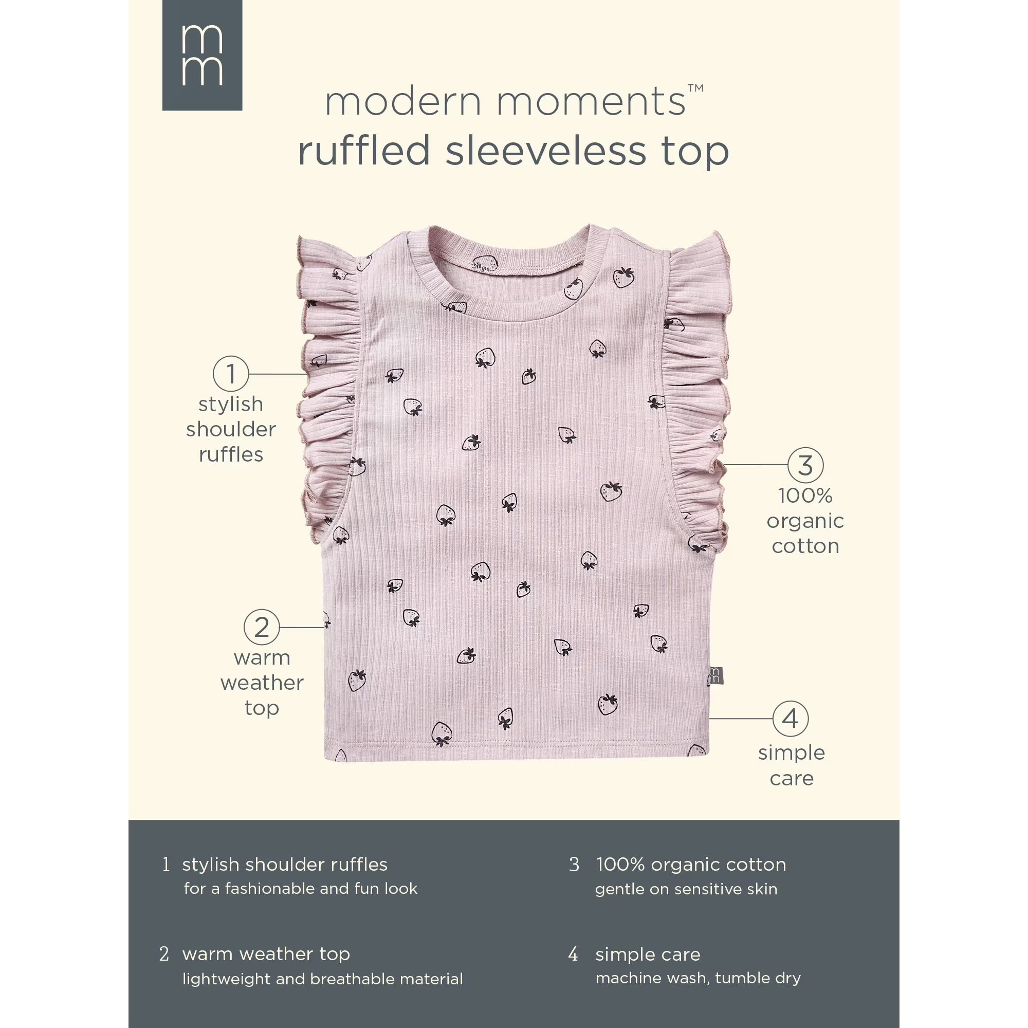 Modern Moments By Gerber Toddler Girl Organic Ruffled Sleeve Top, SIZE 4